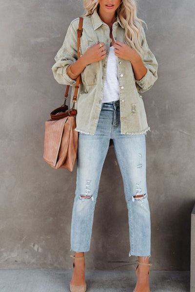 Lightweight Sage Denim Jacket