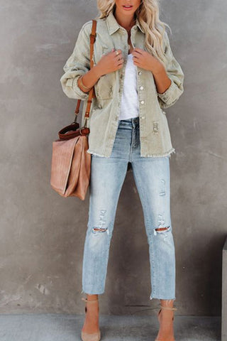 Lightweight Sage Denim Jacket