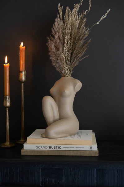 Ceramic Sitting Figure Bud Vase