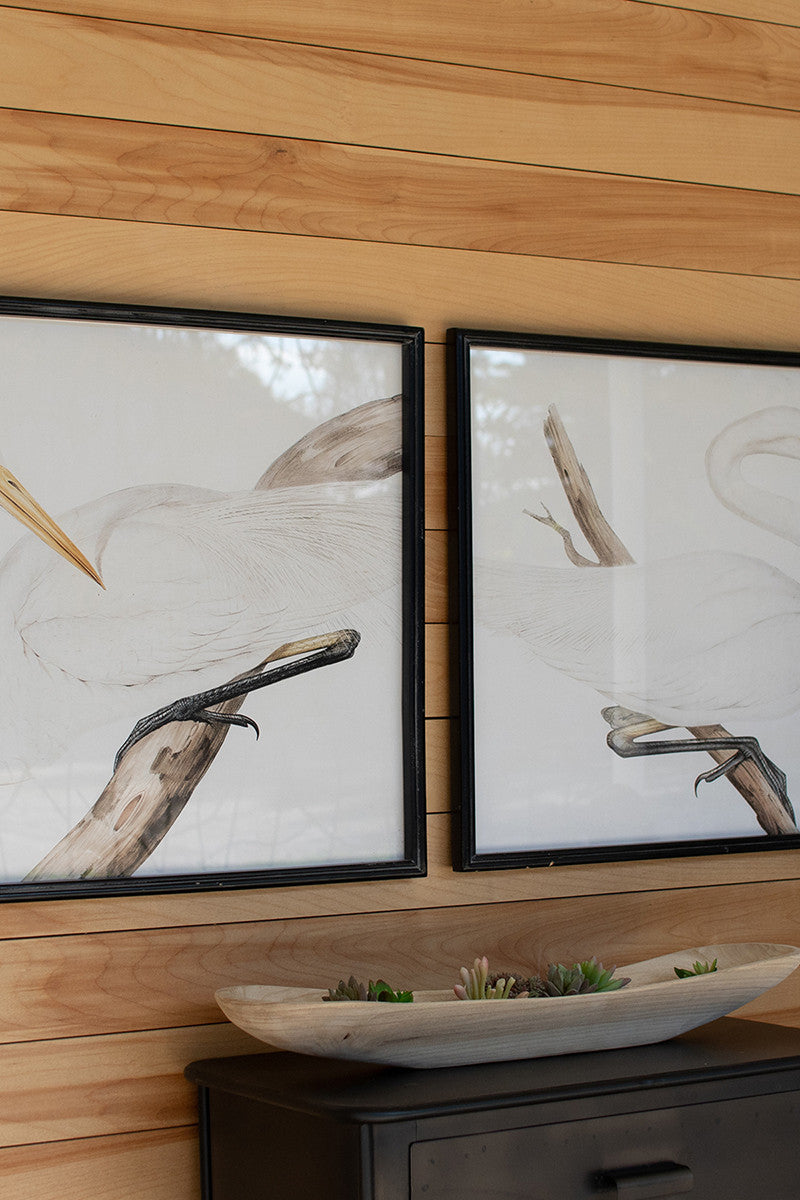 framed heron prints set of two