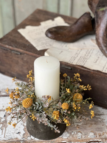 fall garden candle ring mustard