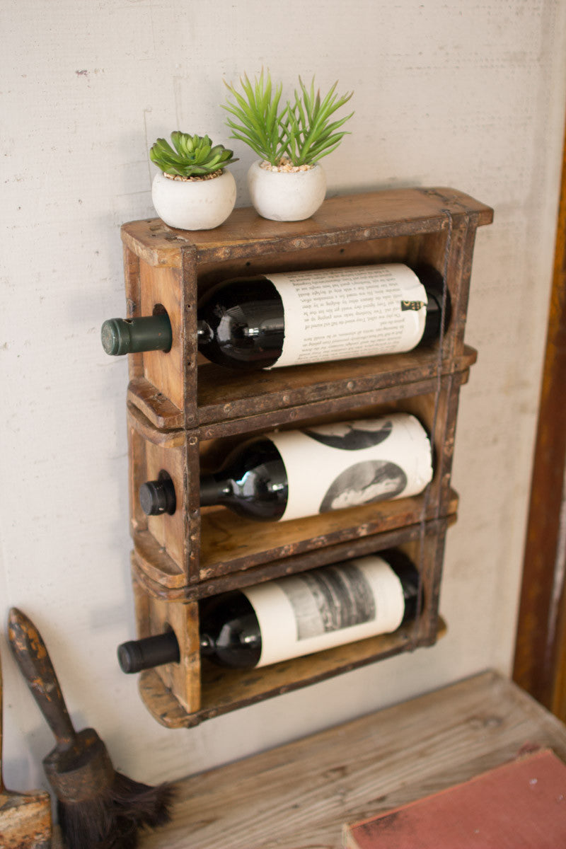 Hanging Antique Brick Mold Wine Rack