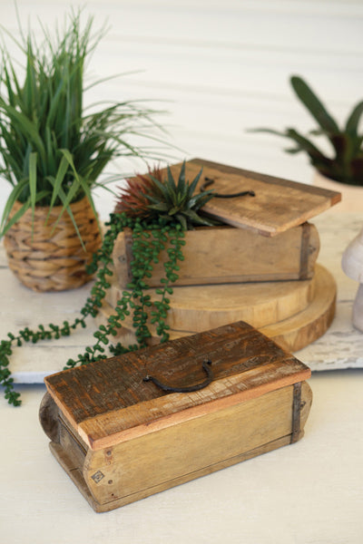 Repurposed Wooden Brick Mold Box with Lid