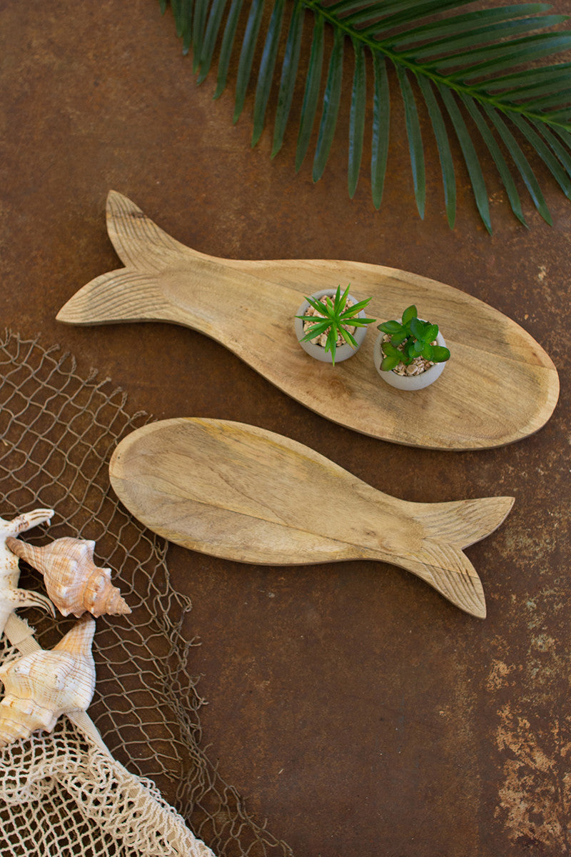 Carved Wooden Fish Platters