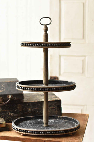 beaded tiered pedestal black