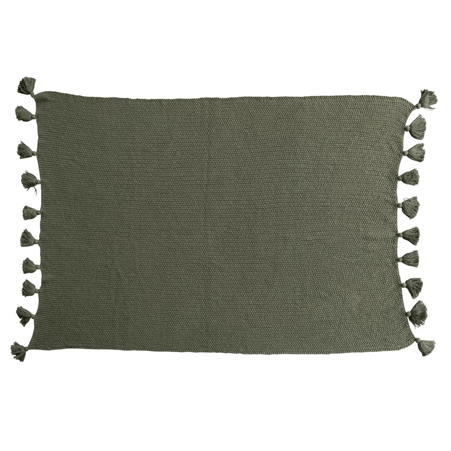 green cotton throw