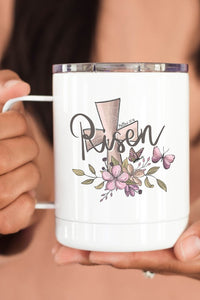 Easter Risen Cross Floral Coffee Travel Cup