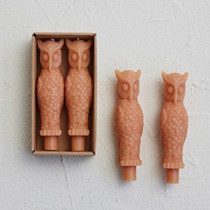 Owl Taper Candle Black / Blush