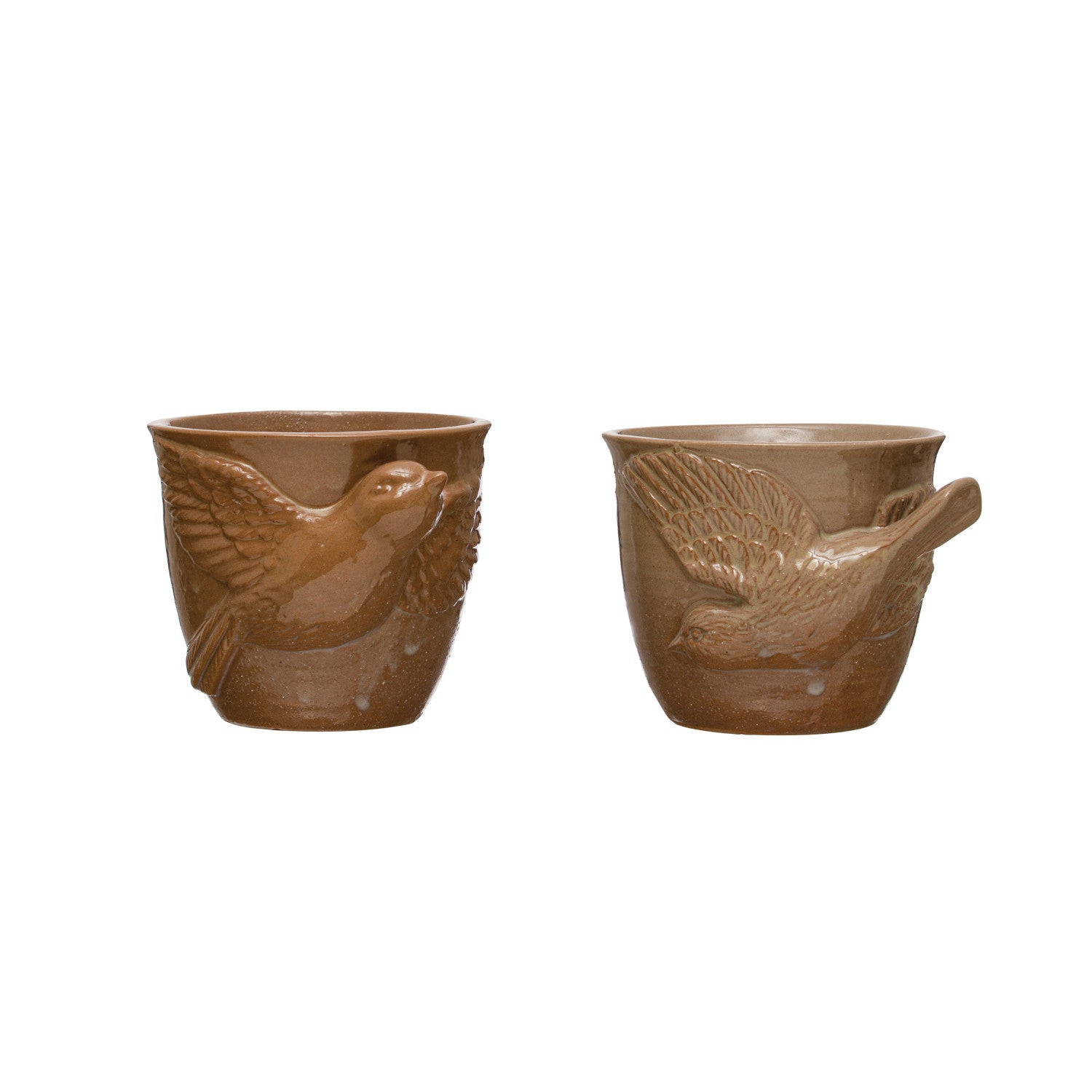 stoneware mug with bird handle