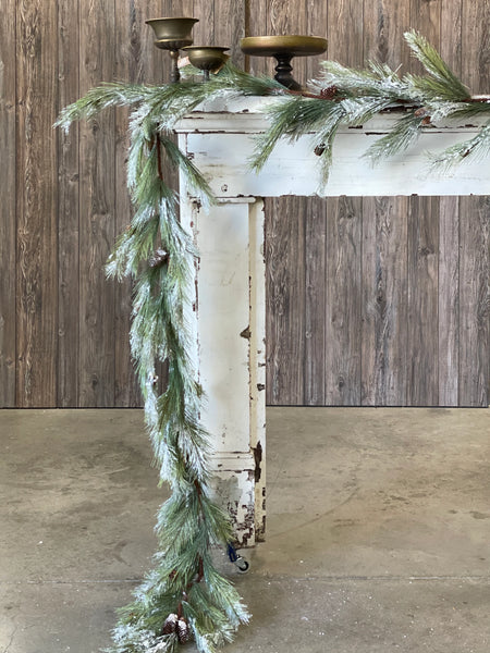 9' silver fir rope garland