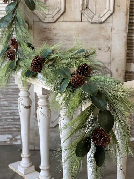 6' pine & magnolia garland