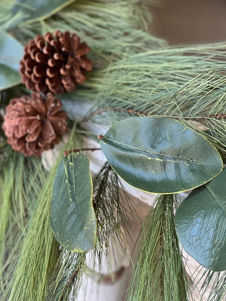 6' pine & magnolia garland