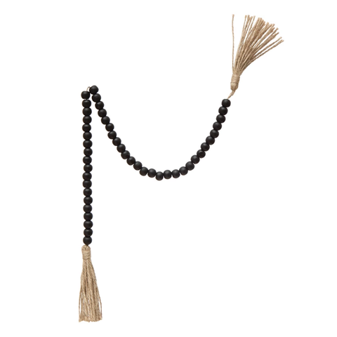 black wood bead & tassel