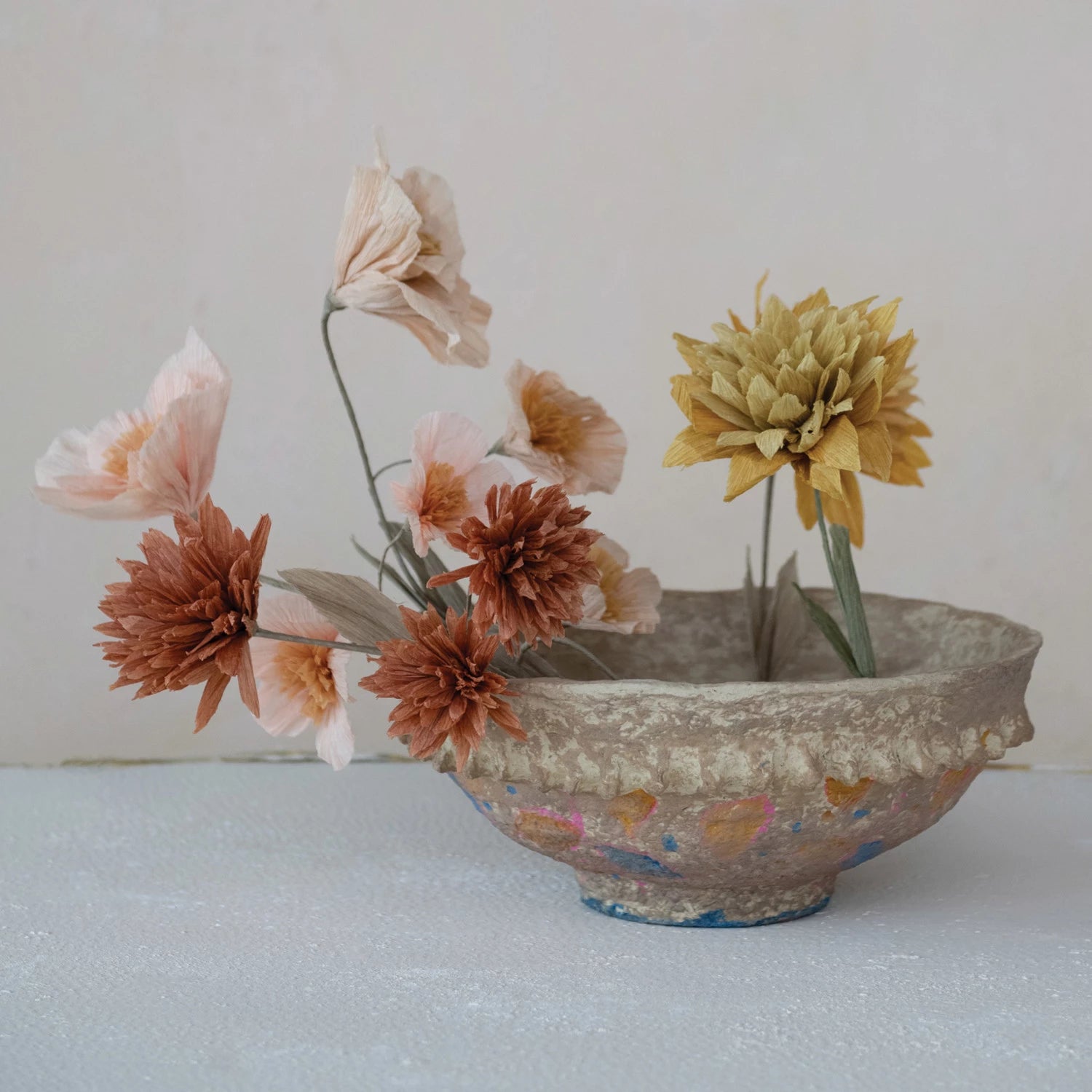 hand-painted paper mache bowl