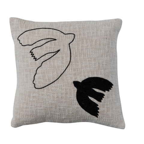 embroidered dove pillow